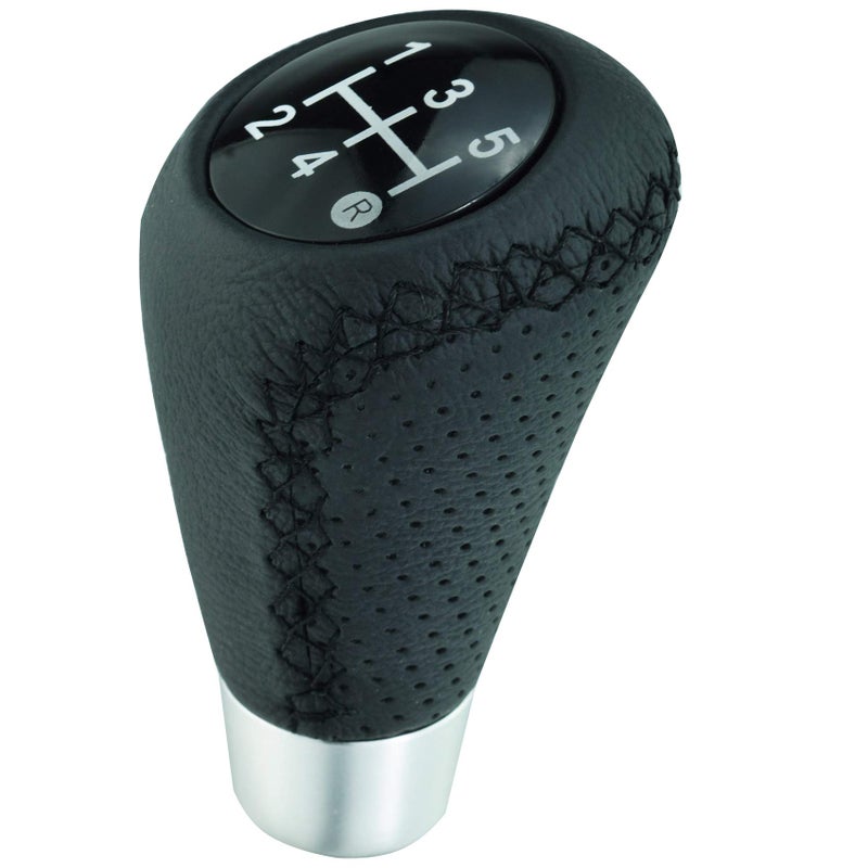 Abfer Shifter Knob 5 Speed Leather Car Gear Stick Shifting Knobs Shift Lever for Most Manual Transmission Vehicle Truck, Black - Image 1